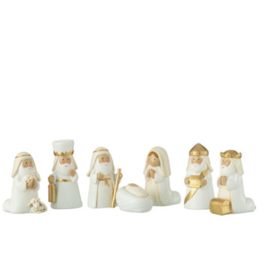 Nativité Scene 7 Pieces Resin Blanc / Or