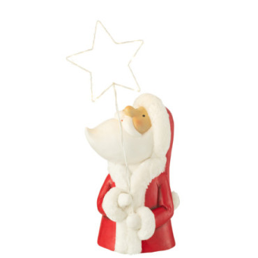 Père Noël Led Etoile Resin Blanc / Rouge Large