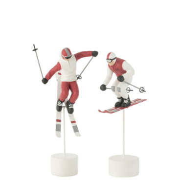 Skieur Course Resine Rouge / Blanc