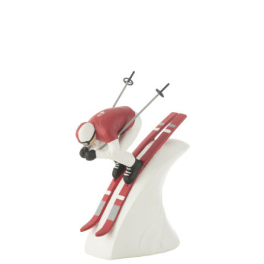 Skieur Vitesse Resine Rouge / Blanc