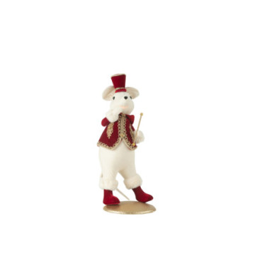 Souris Majorette Debout Polyfoam / Textile Rouge / Or