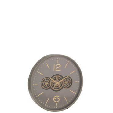 Horloge Engrenage Mdf Gris / Or Large