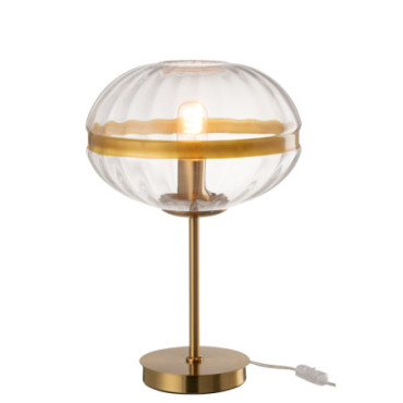 Lampe Oval Fer / Verre Transparent Or