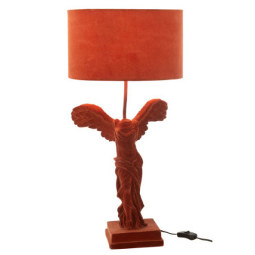 Lampe Sculpture Grecque Resine Velours Bordeau