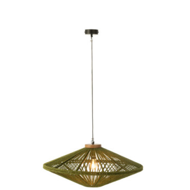 Lampe Suspendue Fer / Jute Vert M