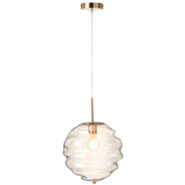 Lampe Suspension Ruche Verre Cognac Clair