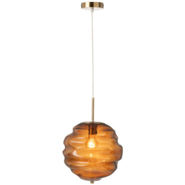 Lampe Suspension Ruche Verre Marron