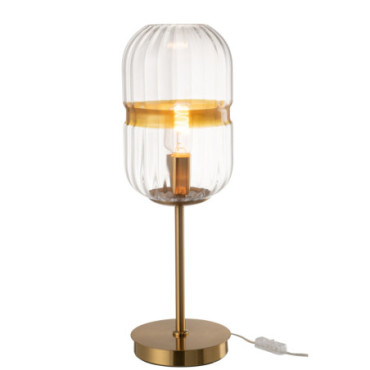 Lampe Tube Fer / Verre Transparent Or