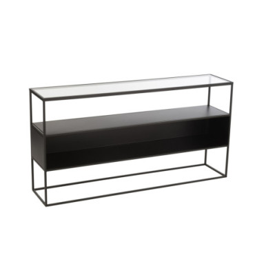 Console Carré Metal / Verre Noir