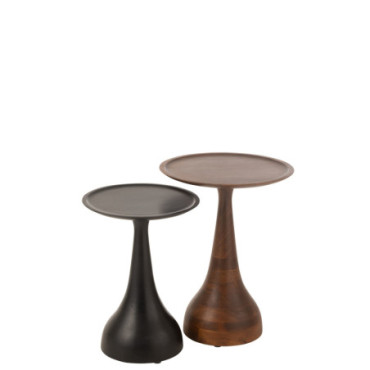 Table Gigogne Paro Bois De Manguier Marron / Noir x2