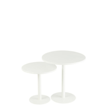 Table Gigogne Rond Metal Blanc x2