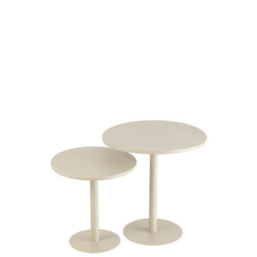 Table Gigogne Rond Metal Gris x2