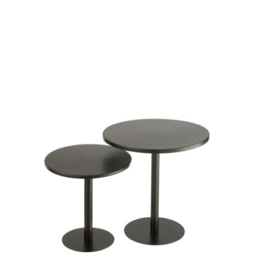 Table Gigogne Rond Metal Noir x2