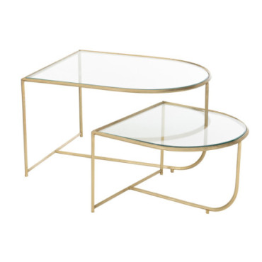 Table Porte Metal / Verre Or x2