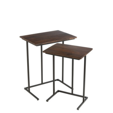 Tables Rectangulaire Fer / Bois De Manguier Brun / Noir x2