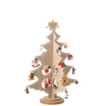 Arbre De Noel + Figurines Pliable Bois Naturel