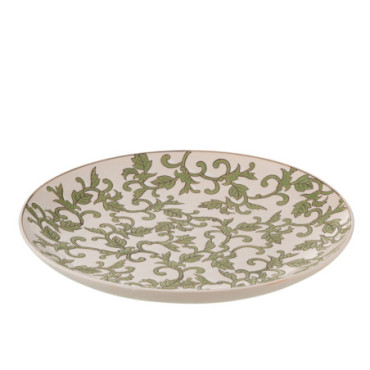 Assiette Decorative Yezi Porcelaine Vert / Blanc