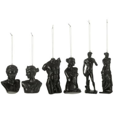 Boite 6 Suspension Statue Romaine Resine Noir