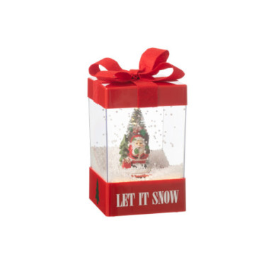 Boule A Neige Boite Cadeau Led Père Noel Resine