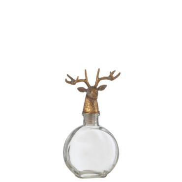 Bouteille Cerf Verre / Metal Or