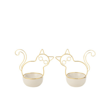 Mangeoire Chat Lunettes Bol Porcelaine / Metal M