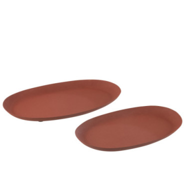 Plateaux Oval Fer Rouille x2