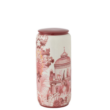 Pot Moriko Rond Porcelaine Rouge / Blanc Large