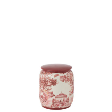 Pot Moriko Rond Porcelaine Rouge / Blanc S