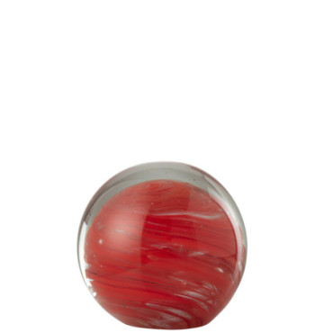 Presse-Papier Twister Rond Verre Rouge Large