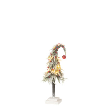 Sapin De Noel Bonnet + Led Artificiel Neige Vert / Rouge M