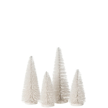 Sapin De Noël Décoratif Paillettes Plastique Blanc x4