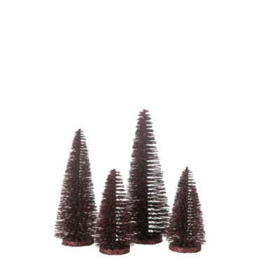 Sapin De Noël Décoratif Paillettes Plastique Bordeaux x4