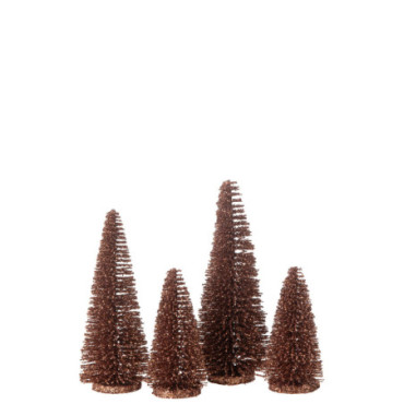 Sapin De Noël Décoratif Paillettes Plastique Brun x4