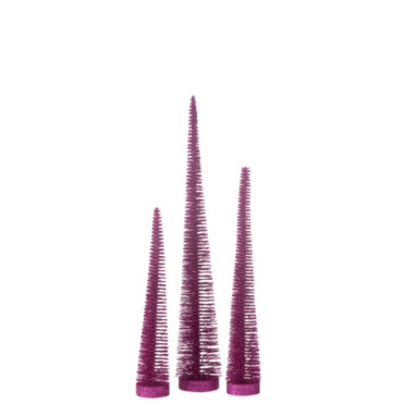 Sapin De Noël Décoratif Paillettes Plastique Fuchsia x3