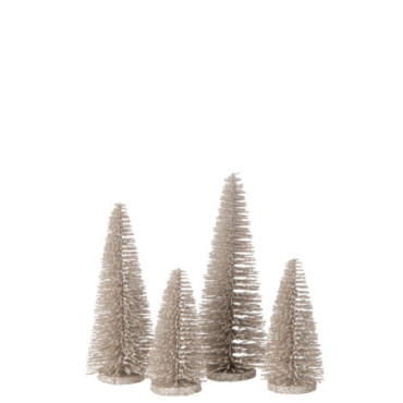 Sapin De Noël Décoratif Paillettes Plastique Greige x4