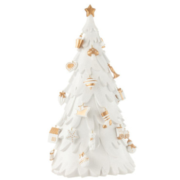 Sapin De Noel Decorations Resine Blanc / Or Large