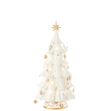 Sapin De Noel Led Decorations Resine Blanc / Or S