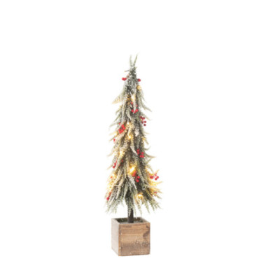 Sapin De Noel + Led Artificiel Neige Vert / Rouge Large