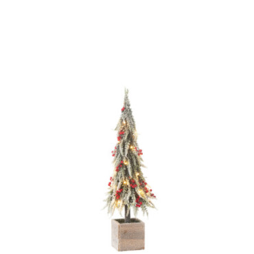 Sapin De Noel + Led Artificiel Neige Vert / Rouge M