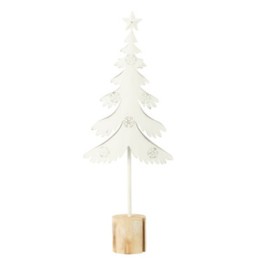 Sapin Sur Pied + Étoile Métal / Bois Blanc Large