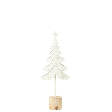 Sapin Sur Pied + Étoile Métal / Bois Blanc S