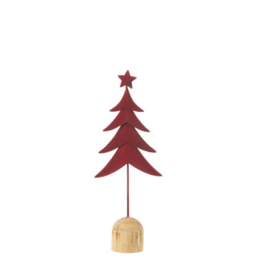 Sapin Sur Pied + Étoile Métal / Bois Rouge S