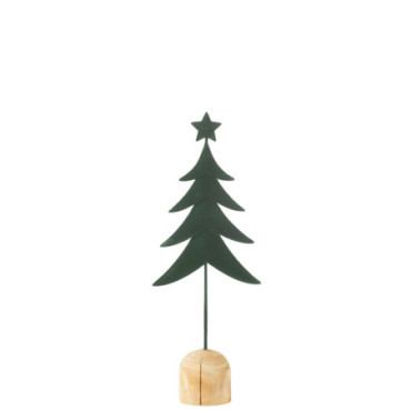 Sapin Sur Pied + Étoile Métal / Bois Vert Foncé S