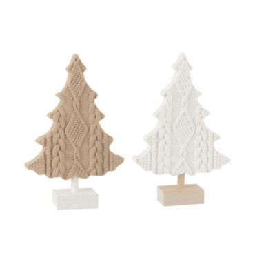 Sapin Tricot Resin Blanc / Beige