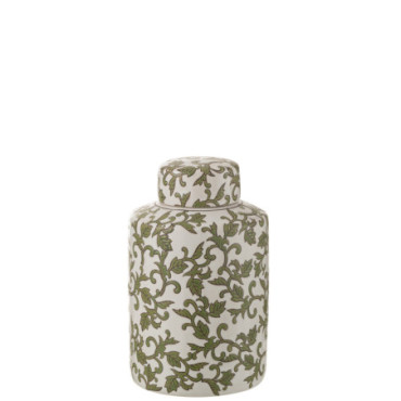 Urne Decorative Yezi Porcelaine Vert / Blanc Large