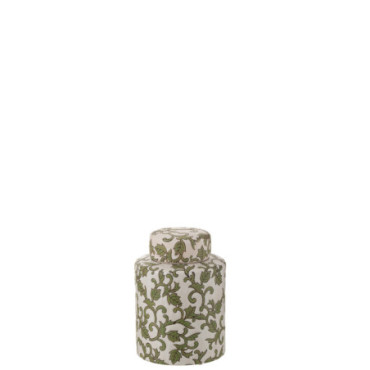 Urne Decorative Yezi Porcelaine Vert / Blanc S