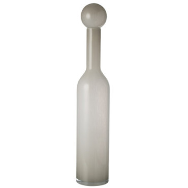 Vase Bouteille + Bouchon Uni Verre Gris Large