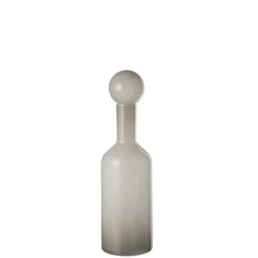 Vase Bouteille + Bouchon Uni Verre Gris S