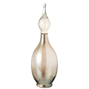 Vase + Bouchon Deco Fiole Jo Verre Beige Large