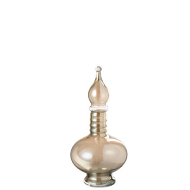 Vase + Bouchon Deco Fiole Joey Verre Beige S